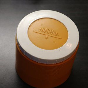 Vintage THERMOS King MODEL 1155 Insulated JAR 8oz Food Soup Orange White